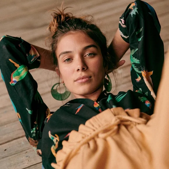 Sezane Pierro Shirt- Sezane X G. Kero Parrot Print - Picture 3 of 5